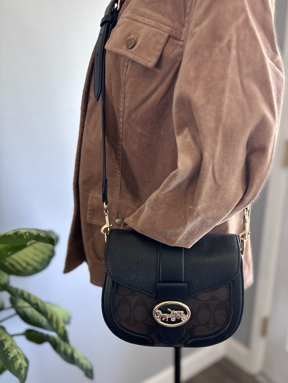 Coach Black and Brown Signature Crossbody Bag